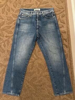 AMO Loverboy Twist High Rise Slim Fit Straight Leg Jeans (Size:28)